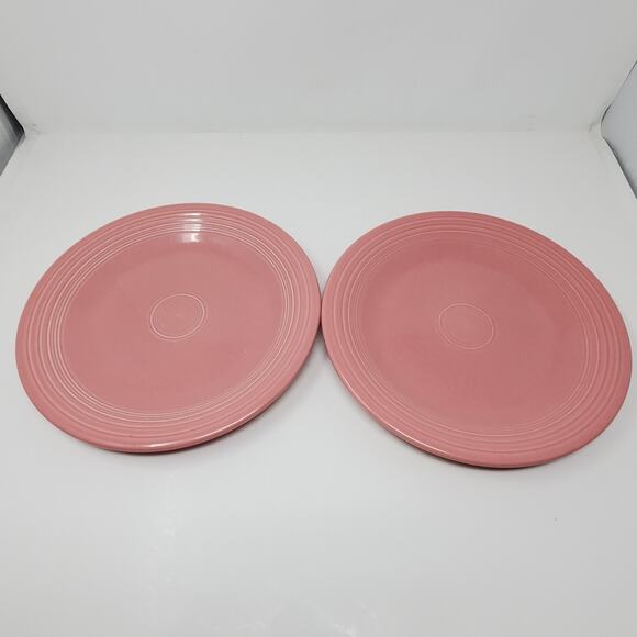 Fiesta Pink Homer Laughlin 10.5" Dinner Plate Signs of wear No Chip x2 - Picture 2 of 4